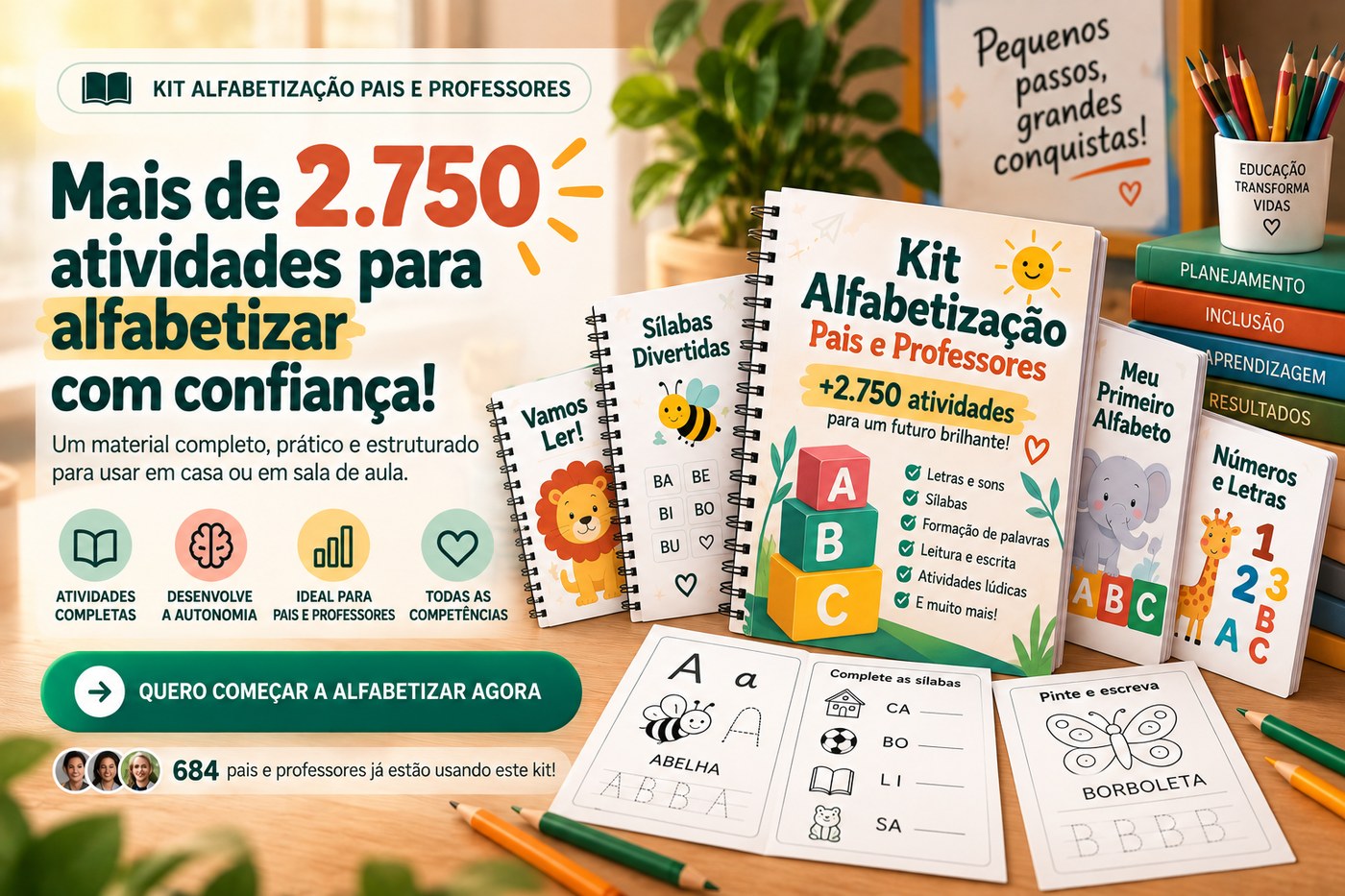 Kit Alfabetização Pais e Professores — mais de 2.750 atividades para alfabetizar com confiança